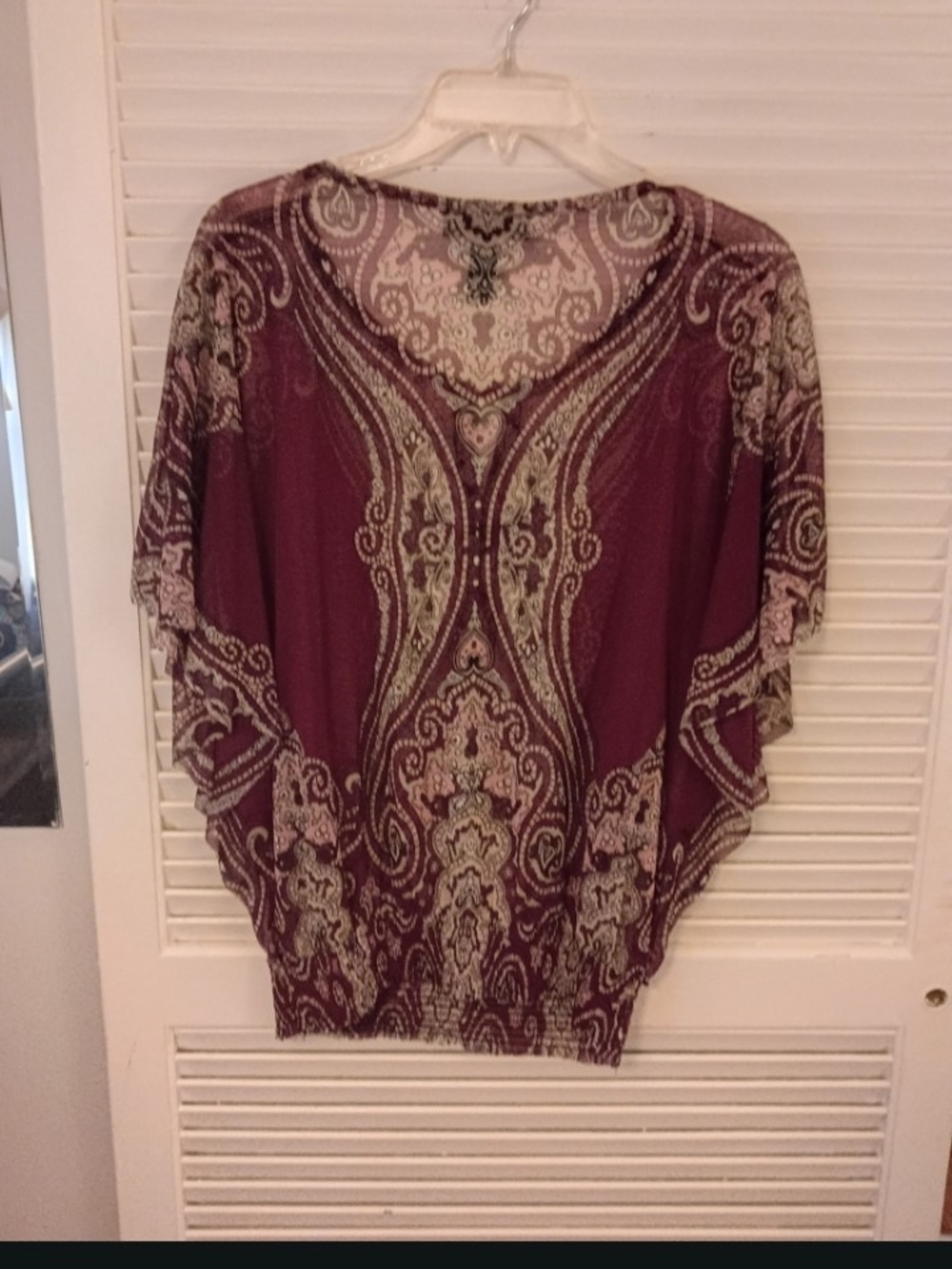 INC International Concepts Burgundy Paisley Scoop-Neck Boho Blouse - Picture 5 of 5